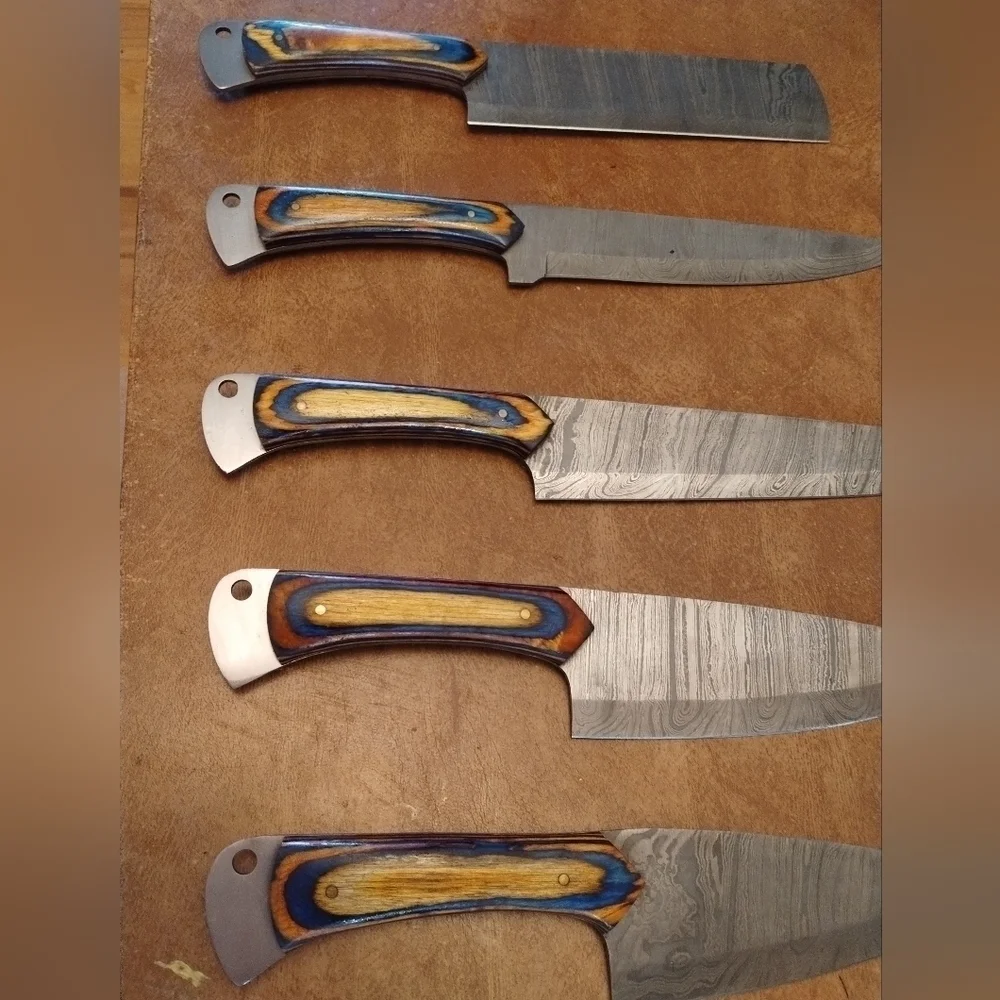 New 5 PC Damascus steel blade kitchen cooking cutlery set